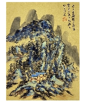 杨斐山水画作品《宿墨山水》