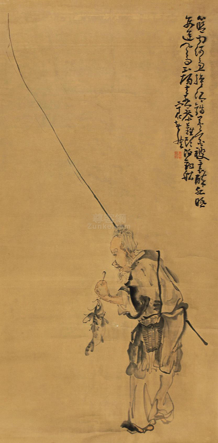 黄慎 渔翁 立轴