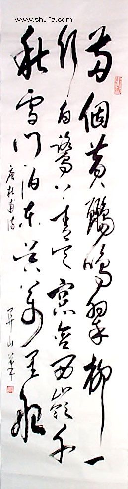 书法草书两个黄鹂鸣翠柳4尺乘1尺80元作品欣赏