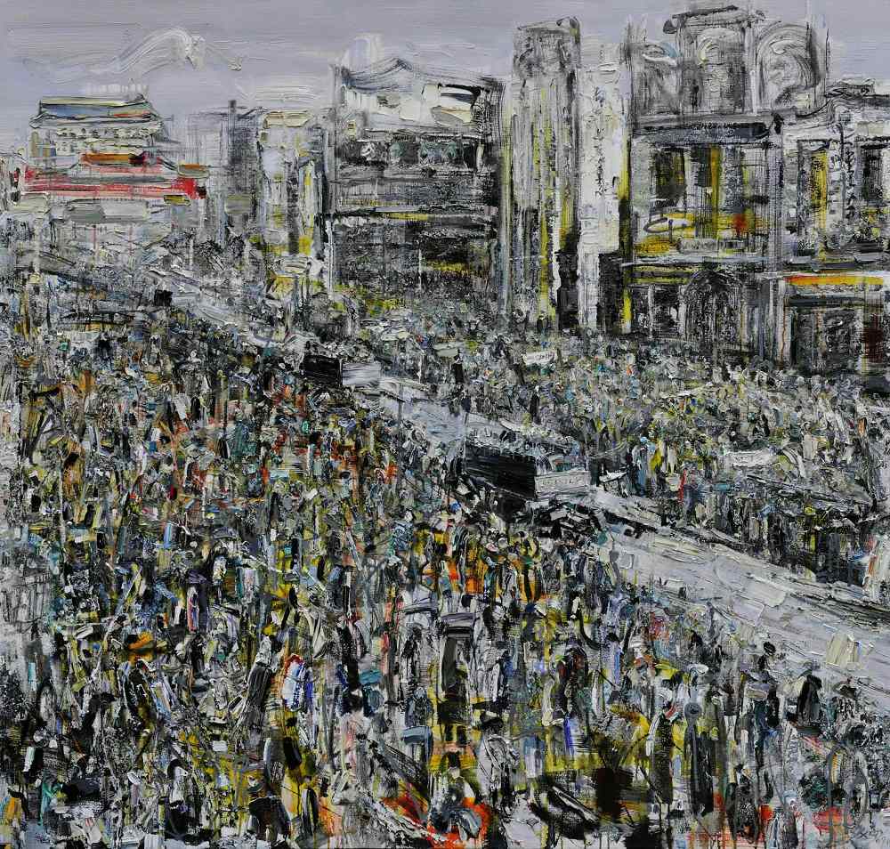 《1949.解放军进城》  布面油画 180x170cm 2作品欣赏