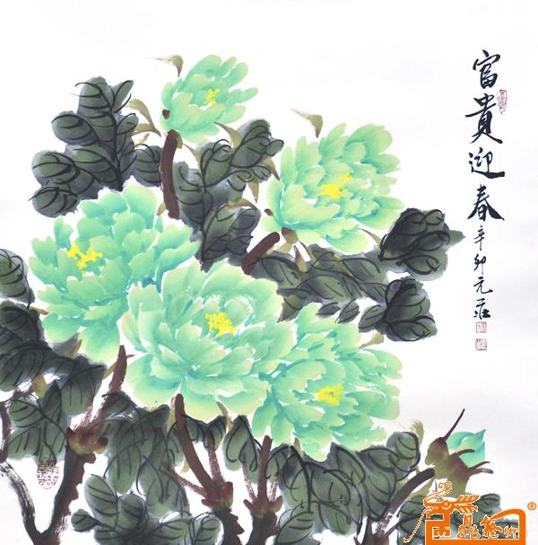 李元庄-绿牡丹作品欣赏
