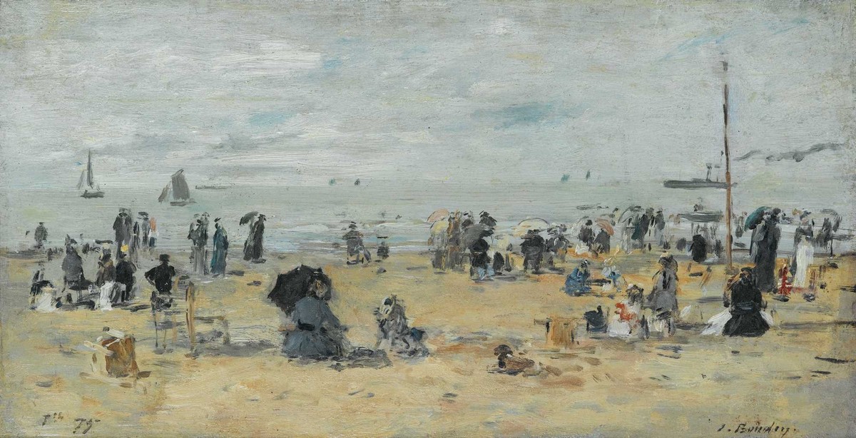 0006 印象派油画 3 Eugene Boudin TROUVILLE SCENE DE PLAGE0 尤金布丹 尤金布丹油画超高清大图