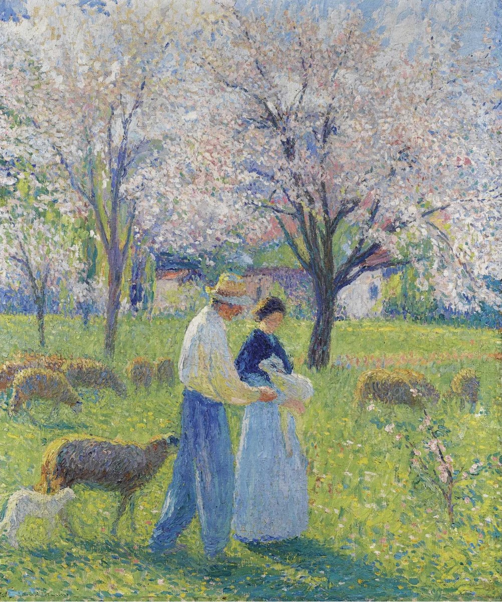 0246 印象派油画 4 Henri Martin LES AMOUREUX DU PRINTEMPS0油画超高清大图原图扫描真迹全图书画图片下载