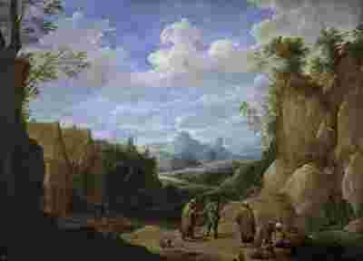0115_油画古典风景_1_装饰画素材_Teniers_David_-_Paisaje_con_gitanos_17_Century__特尼尔斯