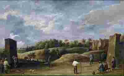 0118_油画古典风景_1_装饰画素材_Teniers_David_-_Tiro_con_arco_Ca._1645__特尼尔斯