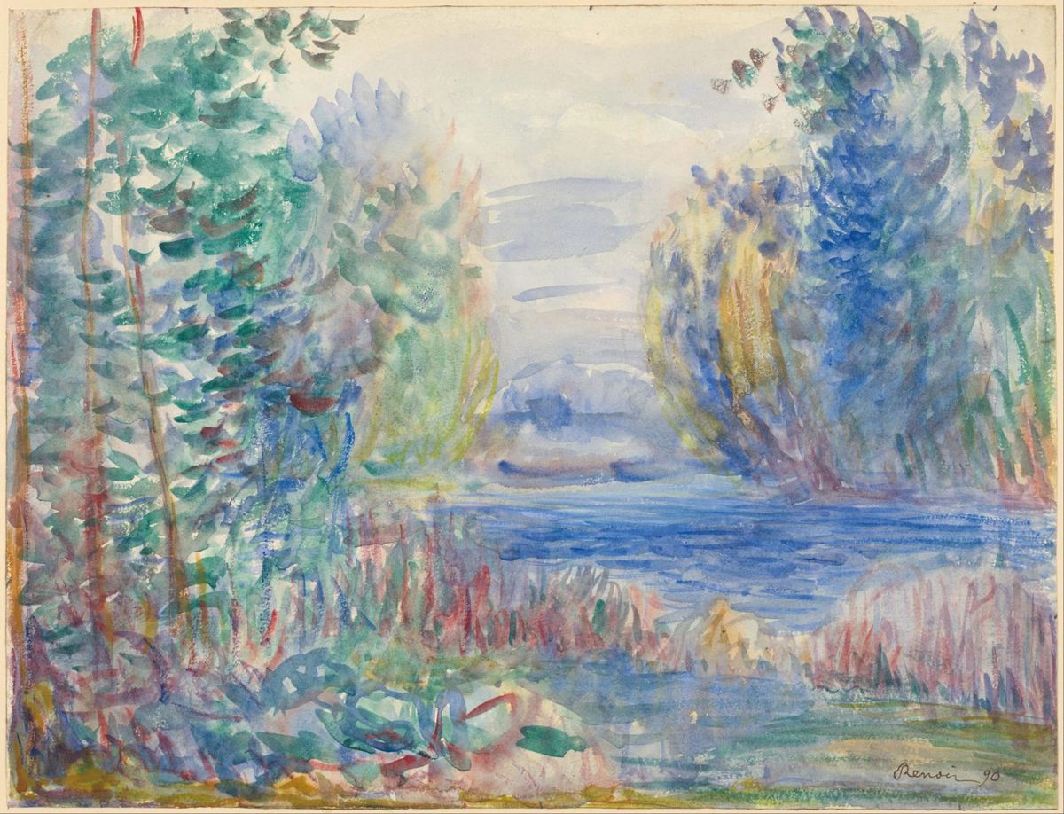 0092_雷诺阿绘画油画图集TIF格式_Pierre-Auguste_Renoir_-_River_Landscape_1890