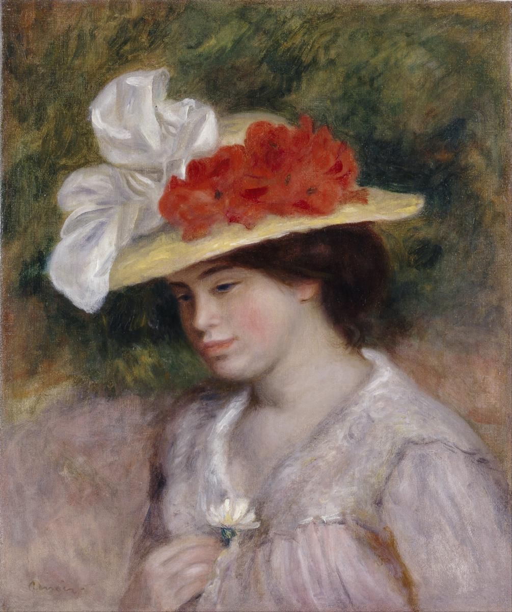 0108_雷诺阿绘画油画图集TIF格式_Pierre_Auguste_Renoir_-_Woman_in_a_Flowered_Hat