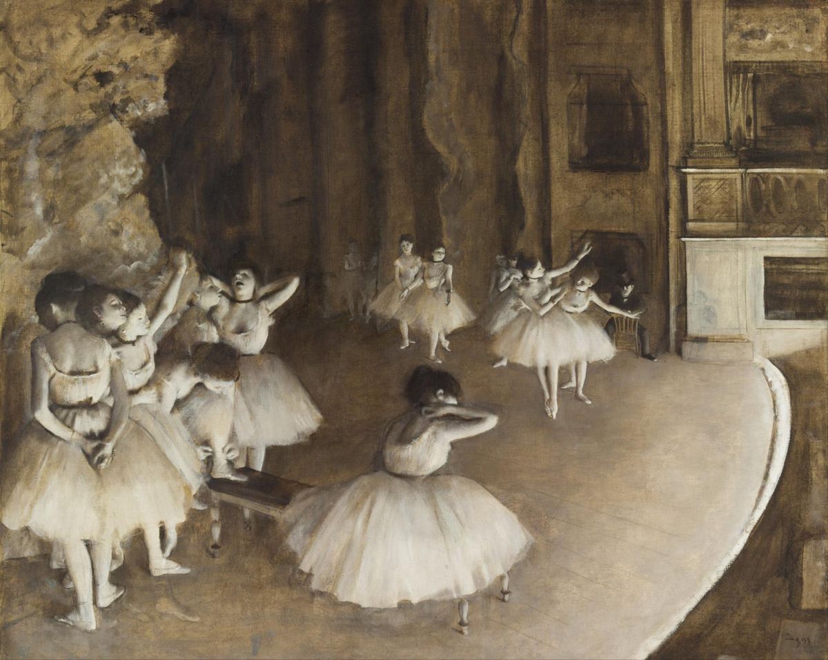 0029_德加绘画油画图集TIF_Edgar_Degas_-_Ballet_provludo_en_Stadio_1874