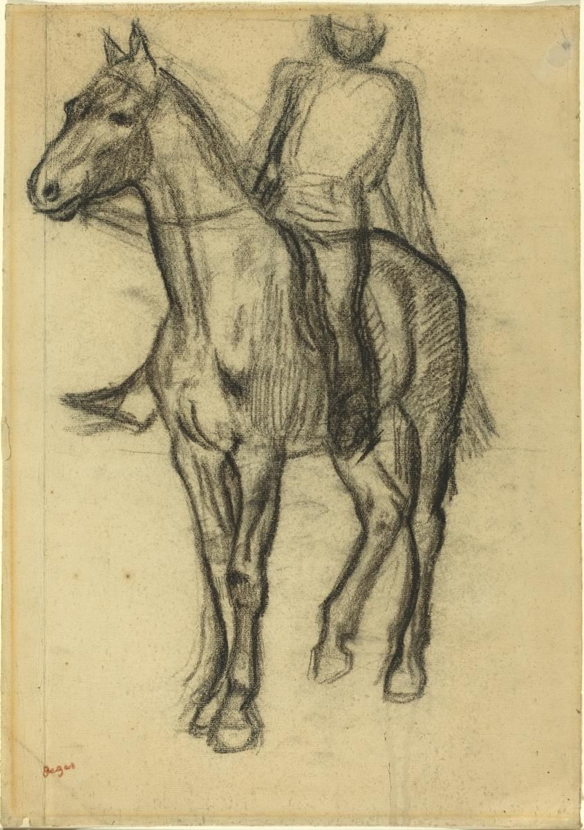 0044_德加绘画油画图集TIF_Edgar_Degas_-_Horse_and_Rider_c._1878