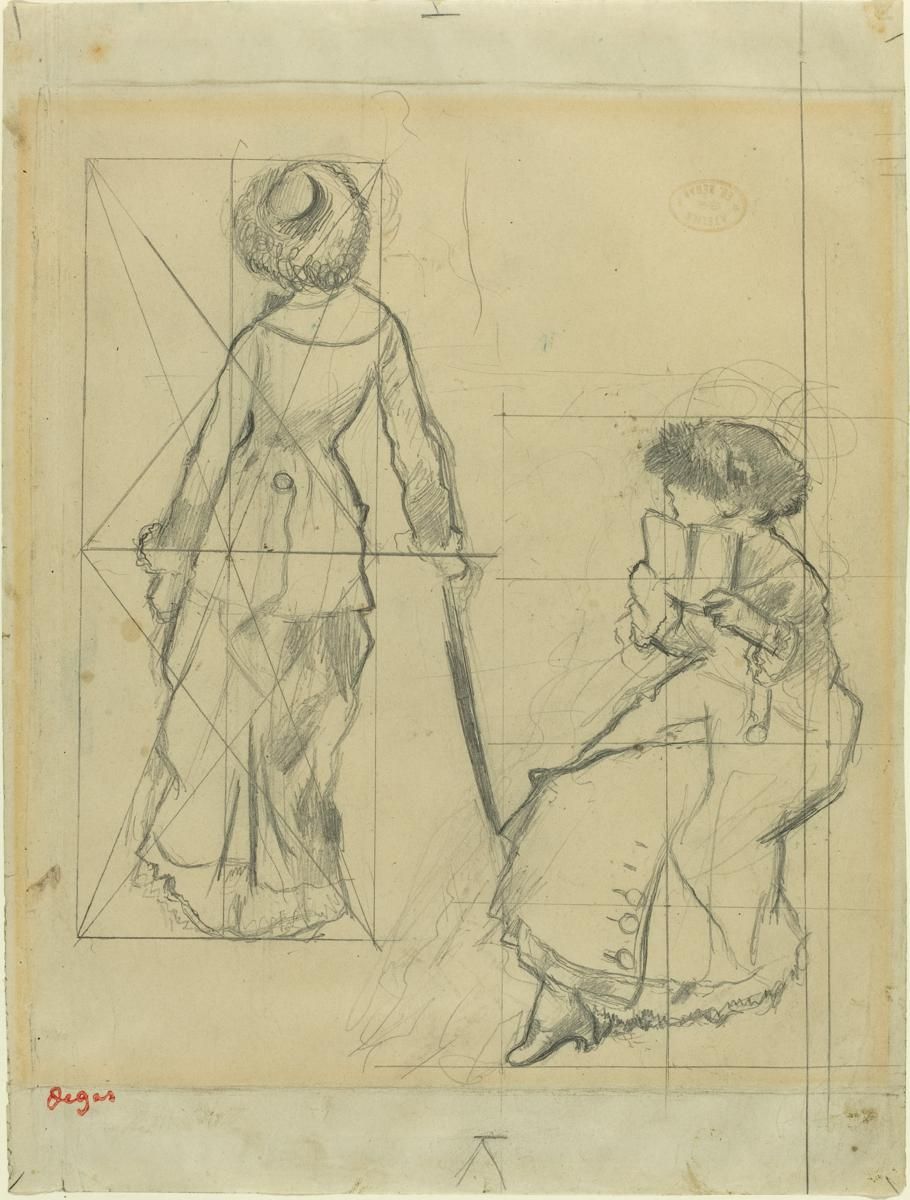 0062_德加绘画油画图集TIF_Edgar_Degas_-_Study_for_Mary_Cassatt_at_the_Louvre_The_Etrus