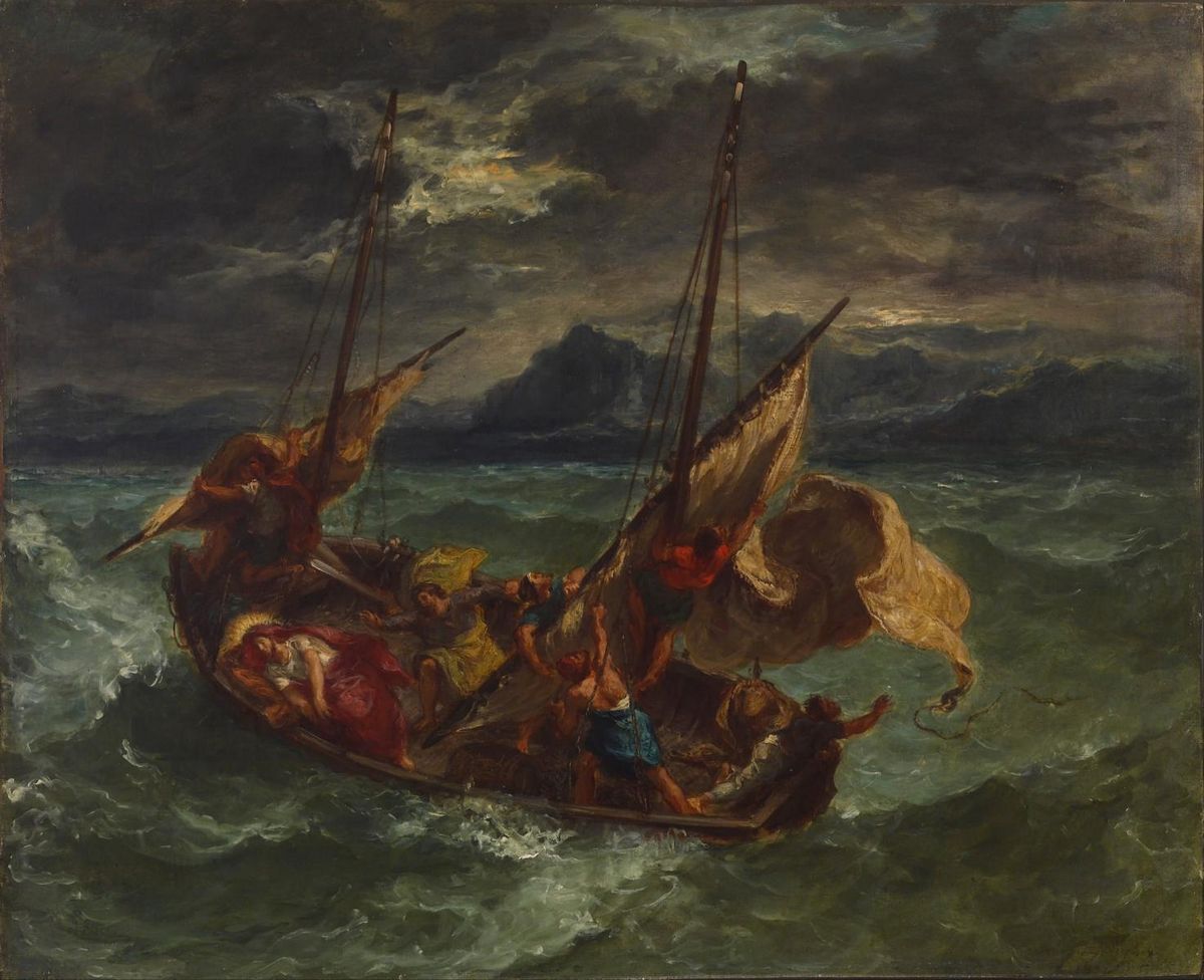 0080_德拉克洛瓦绘画油画图集TIF_Eugene_Delacroix__Christ_on_the_Sea_of_Galilee