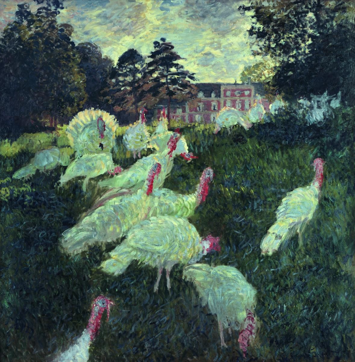 1704_莫奈高清油画绘画作品_高清喷绘素材_莫奈-草地上的火鸡群