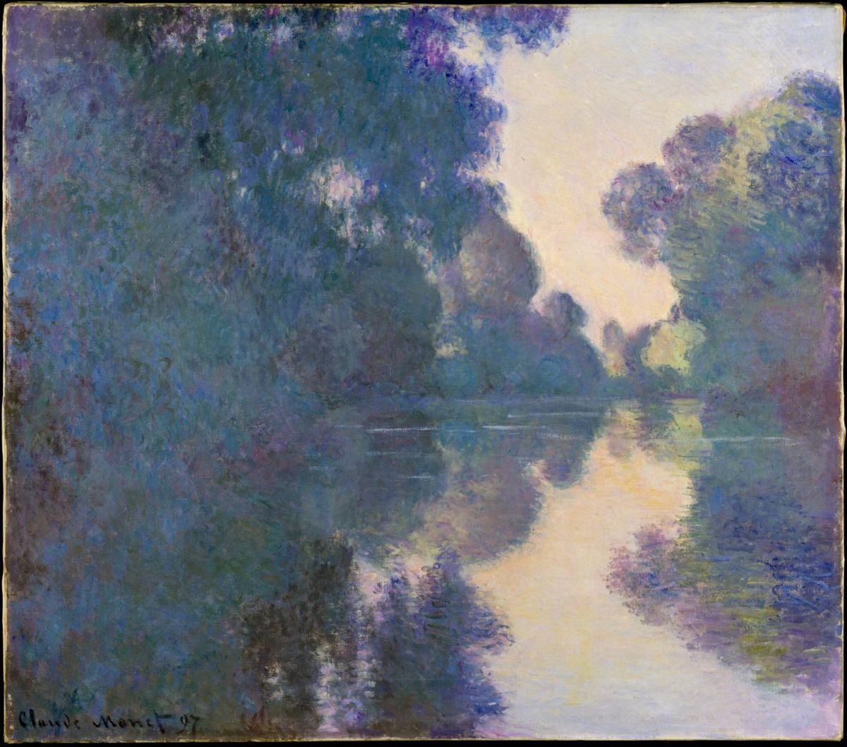 1708_莫奈高清油画绘画作品_高清喷绘素材_莫奈（法国1840至1926年）早晨的塞纳河附近吉维尼