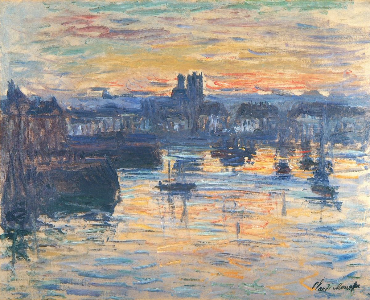 1037_莫奈高清油画绘画作品JPG格式_Claude_Monet_Paintings_-_1525_paintings_The_Port_of_Dieppe_Evening_1882