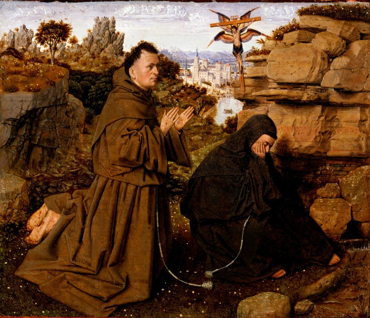0003_扬凡艾克绘画作品集油画图集TIF_Attributed_to_Jan_van_Eyck_Netherlandish__active_Bruges__c._1395_1441_Saint_Francis_of_Assisi_Receiving_the_Stigmata_