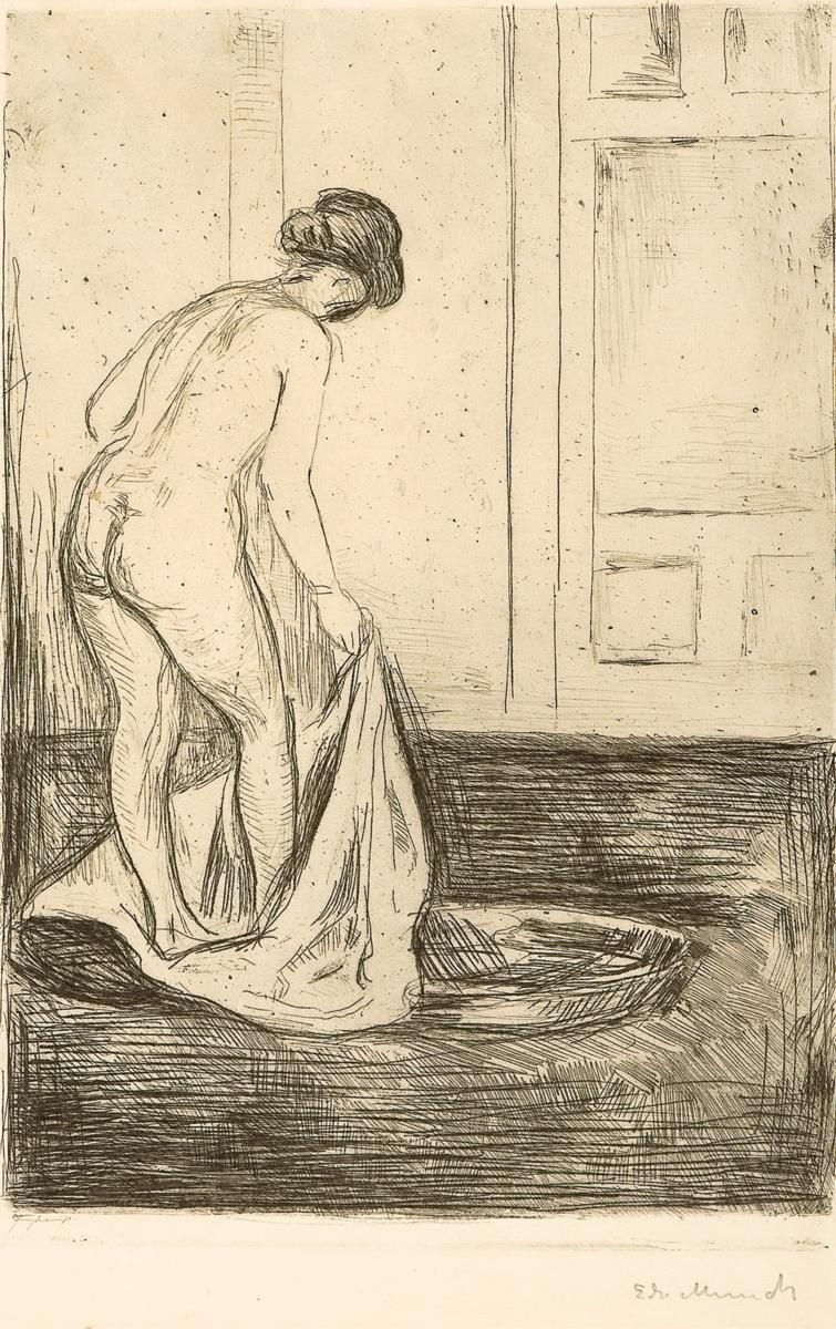 0154_爱德华蒙克绘画版画图集TIF格式_Woman_Taking_a_Bath_1902