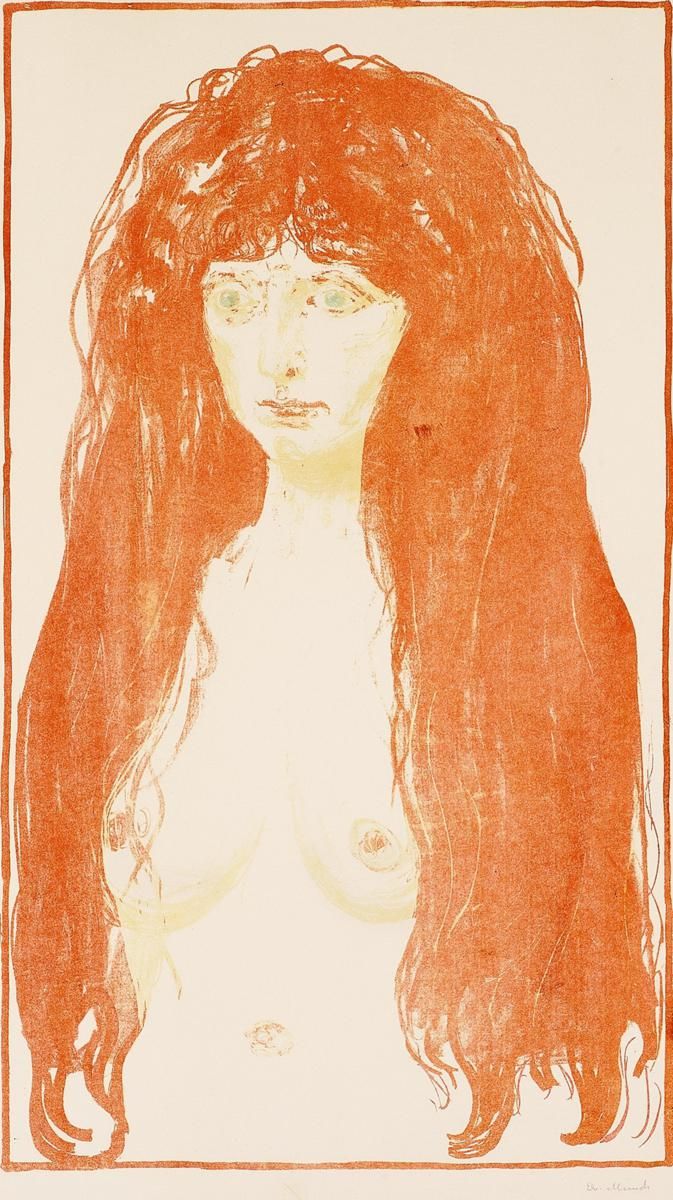 0158_爱德华蒙克绘画版画图集TIF格式_Woman_with_Red_Hair_and_Green_Eyes._The_Sin