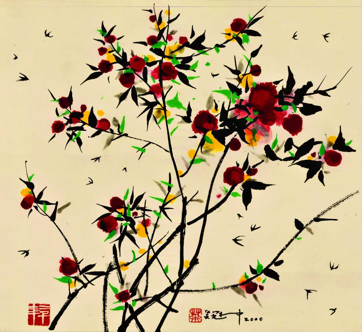 0038_吴冠中绘画作品集高清图TIF格式_吴冠中_野果-吴冠中油画超高清大图原图扫描真迹全图书画图片下载