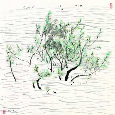 0014_吴冠中绘画作品集高清图TIF格式_吴冠中_帆榭图-吴冠中