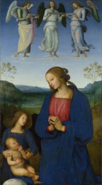 0007_伦敦馆藏油画名作-3组祭坛画2-The-Virgin-and-Child-with-an-Angel-圣母子和天使-about-1496-1500-Pietro-Perugino_3521x6338PX_TIF_120DPI_60_0_贝鲁吉诺
