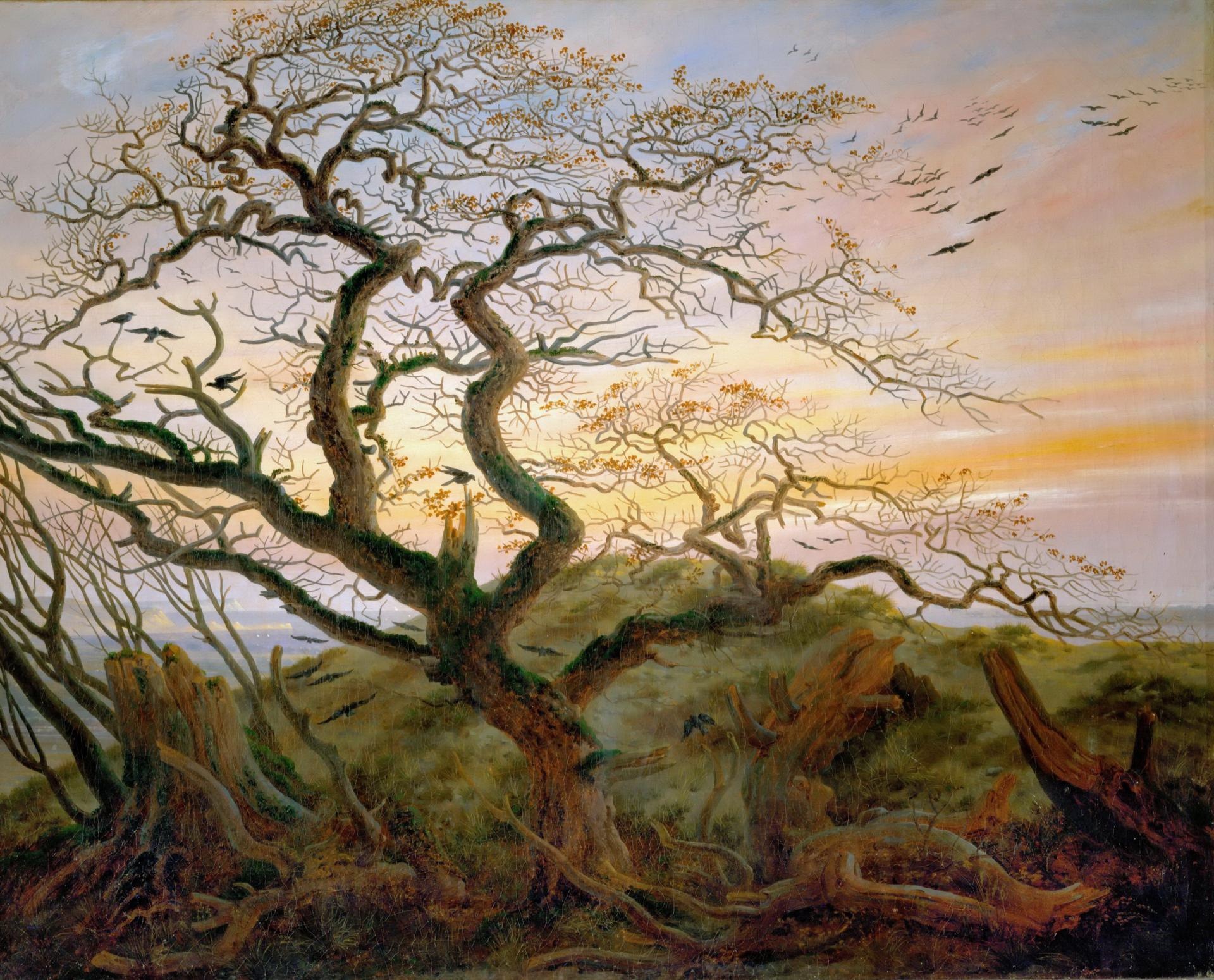 0028_弗里德里希_-Caspar David Friedrich —— Tree with Ravens and Prehistoric Tumulus on the Baltic Coast_3136x2531PX_TIF_72DPI_23_0_三典轩