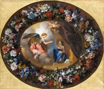 0015_德拉福斯_-Charles de la Fosse  wreath of flowers by Jean-Baptiste Monnoyer —— Annunciation_4410x3785PX_TIF_72DPI_48_0_三典轩
