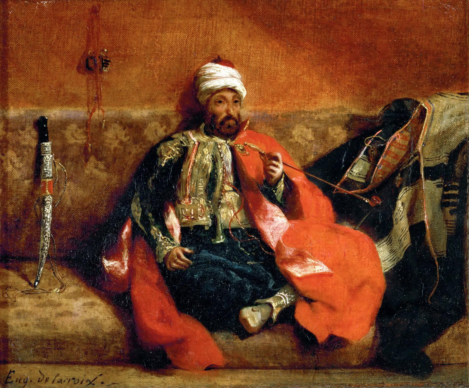 0021_德拉克罗瓦_Delacroix  Eugene —— Turk fumant  assis sur un divan-Turk  smoking on a divan_4116x3404PX_TIF_72DPI_41_0