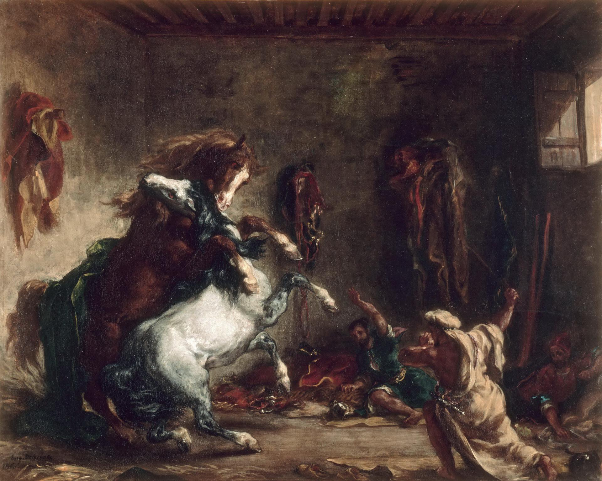 0014_德拉克罗瓦_Eugene Delacroix —— Arab horses fighting in a stable_3920x3133PX_TIF_72DPI_36_0