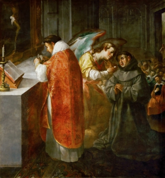 0021_大埃雷拉_Francisco Herrera the Elder c 1576-1656 —— Saint Bonaventure Receiving CommＵＮＩＯＮ ＦＲＯＭ an Angel_3548x3822PX_TIF_72DPI_39_0