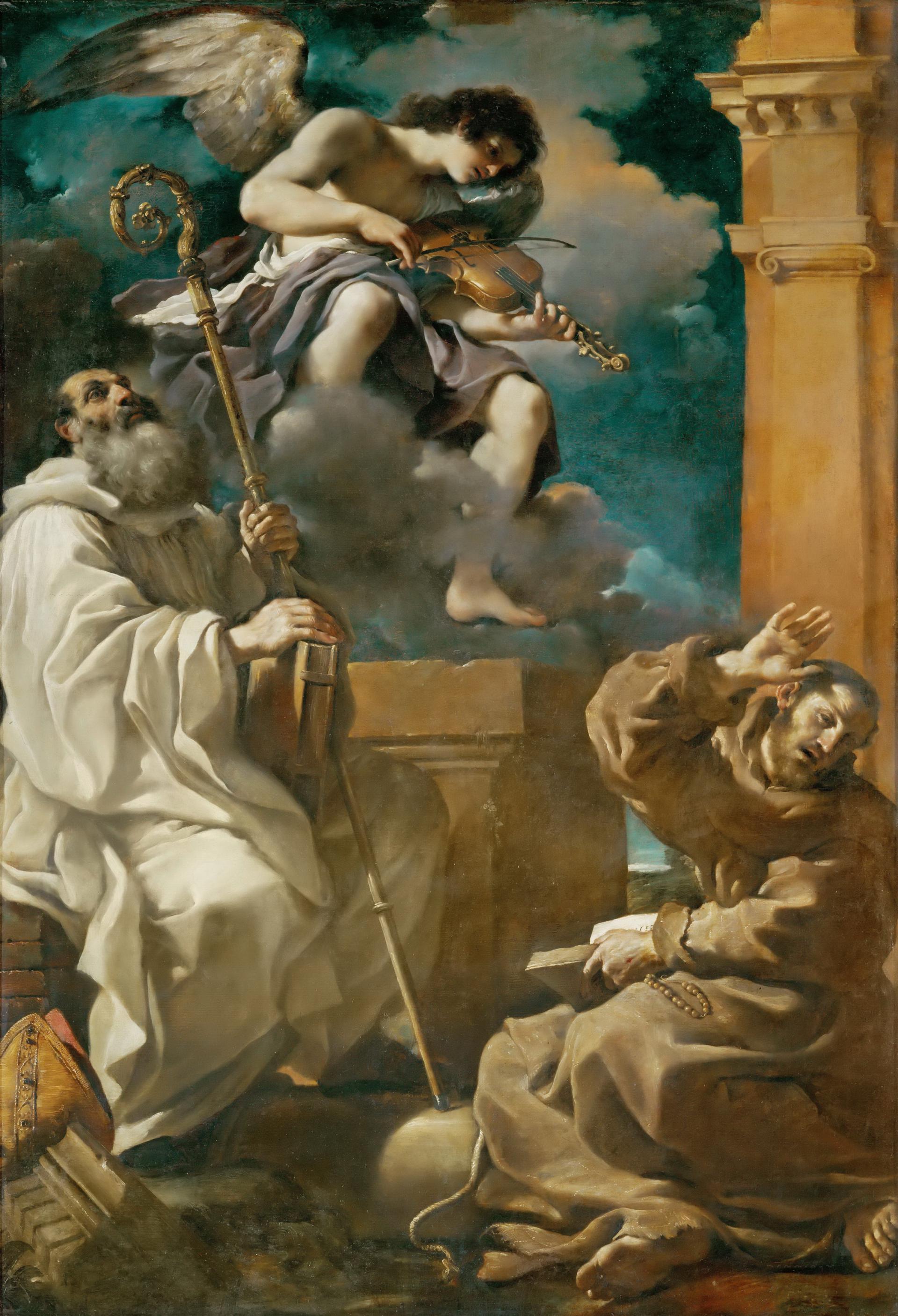 0044_圭尔奇诺_Guercino 1591-1666 —— Saint Francis in Ecstasy with Saint Benedict and an Angel Playing_2876x4214PX_TIF_72DPI_35_0