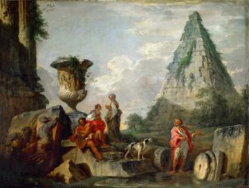 0004_保罗帕宁_Giovanni Paolo Panini —— Ancient ruins with the pyramid of Caius Cestius_3822x2892PX_TIF_72DPI_32_0
