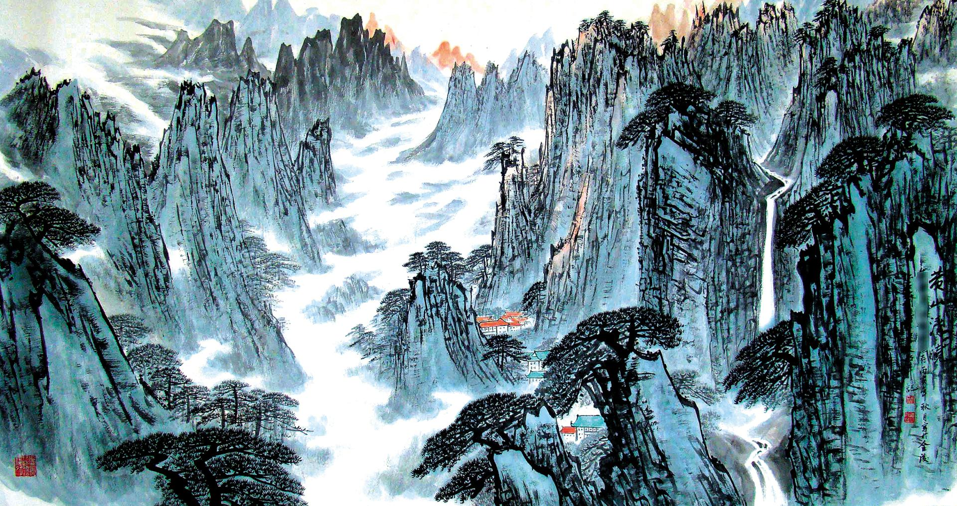 0031_风水画_风俗风水山水画第01辑-黄山清晓_3342x1770PX_TIF_72DPI_17_0装饰画超高清大图原图扫描真迹全图书画图片下载