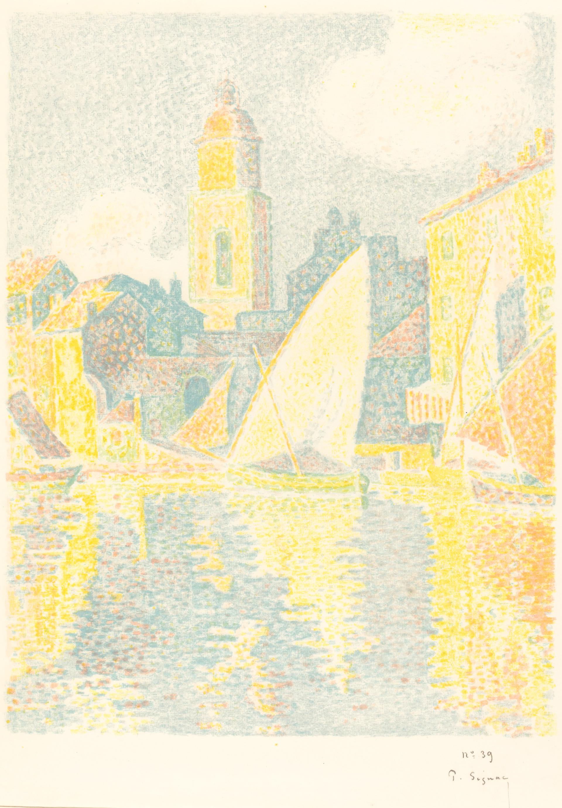 0038_西涅克_西涅克绘画作品集-Paul Signac St Tropez The Port Saint-Tropez Le port ...