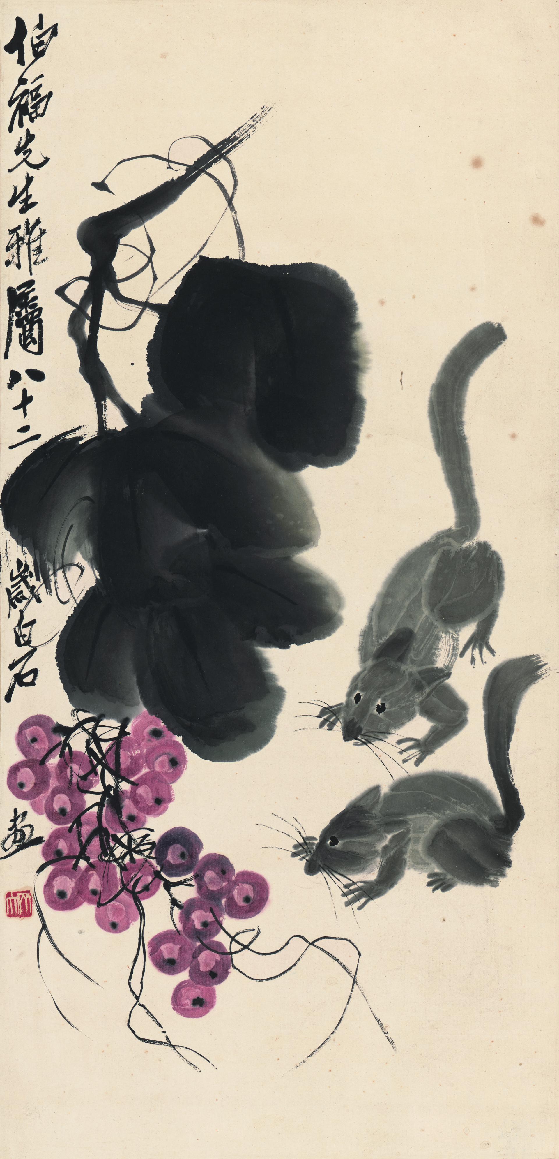 0236_齐白石_齐白石国画单品集01-齐白石葡萄松鼠图_3858x7993px_tif