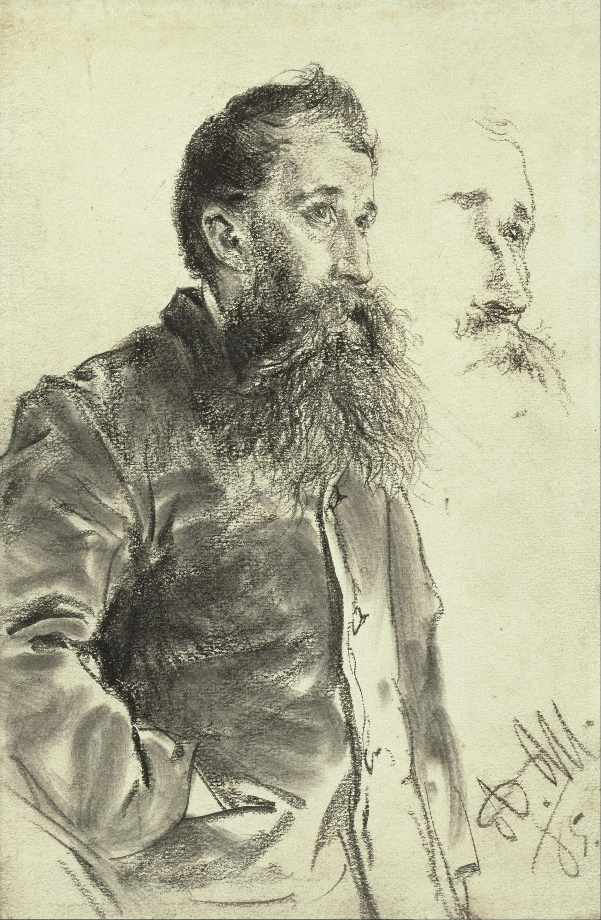 0041_门采尔_门采尔绘画作品集-study of a man with a beard his